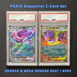 PSA 10 Sequential Set Gengar & Mega Gengar ex 047 003 JAPAN Pokemon Card GEM - Image 1