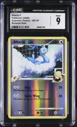 CGC 9 MINT Altaria C 2009 Supreme Victors 49/147 Reverse Holo Pokemon Card - Image 1