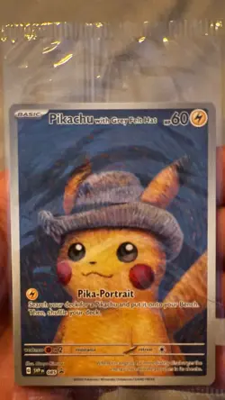PIKACHU VAN GOGH WITH GREY FELT HAT SVP EN 085 PROMO POKEMON CARD-SEALED - Image 1