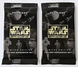 (2) STAR WARS CCG PREMIERE FACTORY SEALED BOOSTER PACKS OF 15 CARDS - Image 1