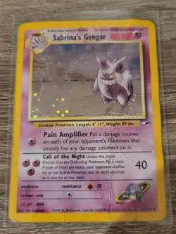 Damaged Pokemon Sabrina's Gengar 14/132 Gym Challenge Holo Rare Card Swirl - Image 1