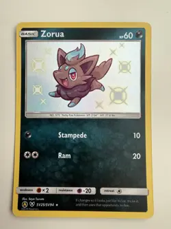 Zorua - SV25/SV94 - Pokemon Hidden Fates Sun & Moon Shiny Rare Card NM - Image 1