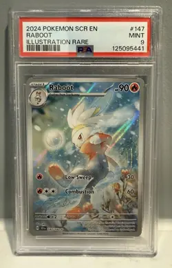 Pokemon TCG Raboot Stellar Crown Illustration Rare Holo Card 147/142 PSA 9 - Image 1