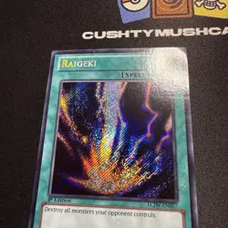 YUGIOH RAIGEKI SECRET RARE LCJW-EN057 1ST EDITION DAMAGED - Image 2