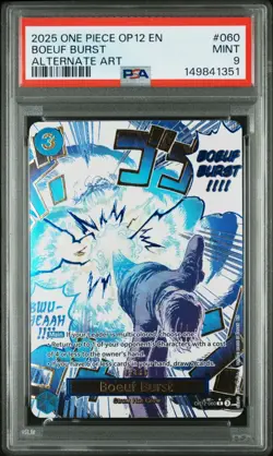 2025 ONE PIECE OP12-060 LEGACY OF THE MASTER BOEUF BURST EVENT ALT ART PSA 9 - Image 1