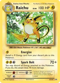Raichu 36/108 XY Evolutions Non Holo Promo Pokemon Card NM - Image 1