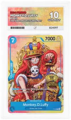 Monkey D Luffy P-043 King Promo 2nd Anniversary Stamp ACE 10 One Piece TCG Eng - Image 1
