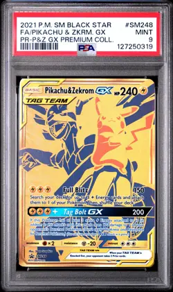 2021 POKEMON SM BLACK STAR PROMO #SM248 FULL ART/PIKACHU & ZEKROM GX PSA 9 - Image 1