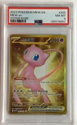 Pokemon TCG Mew EX 205/165Sv: Scarlet & Violet 151 Holo Hyper Rare PSA 8 - Image 1