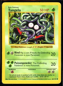 1999 Base Set Tangela Shadowless Pokemon Card #66 - Image 1