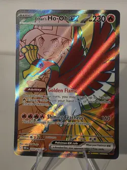 Pokemon Destined Rivals Ethan's Ho-Oh EX Full Art SV10-209/182 Ultra Rare Z85 - Image 1