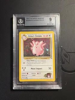 Pokemon Erika’s Clefable Holo Rare Gym Heroes 3/132 BGS 9 MINT - Image 1