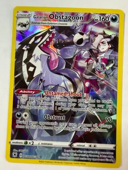 2022 Pokemon TCG English Galarian Obstagoon TG10/TG30 Full Art Holo - Image 1