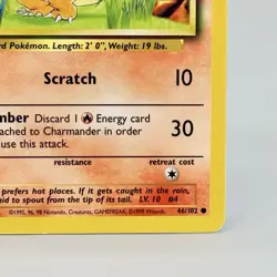 Pokemon Charmeleon 24 /102 Charmander 26/102 Base Set Unlimited Vintage 1999 MP+ - Image 5
