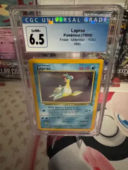 Cgc 6.5 Lapras 10/62 Holo Rare Pokemon Fossil unlimited 1999 Vintage Wotc - Image 1