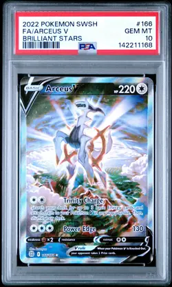 2022 POKEMON SWORD & SHIELD BRILLIANT STARS #166 FULL ART/ARCEUS V PSA 10 - Image 1