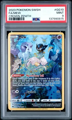 2023 POKEMON SWORD & SHIELD CROWN ZENITH #GG10 FULL ART/MEW PSA 9 - Image 1