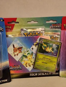 Pokemon Prismatic Evolutions Tech Sticker Collection 3 Pack Sylveon Leafeon - Image 3