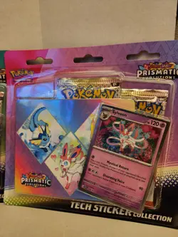 Pokemon Prismatic Evolutions Tech Sticker Collection 3 Pack Sylveon Leafeon - Image 4