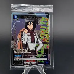 SEALED UNION ARENA MIKASA ACKERMAN UEPR/AOT-1-023 FOIL WINNER ENGLISH CARD - Image 1