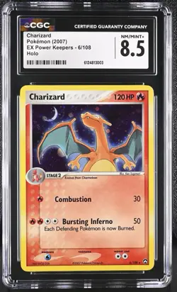 CGC 8.5 Charizard 2007 EX Power Keepers 6/108 Holo Pokemon Card Perfect Front - Image 1