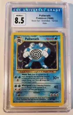 CGC 8.5 Poliwrath 13/102 Holo Rare - Base Set - Pokemon TCG - SHIPS FAST - Image 1