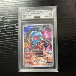 2025 POKEMON SVP EN-SV BLACK STAR PROMO #203 TEAM ROCKET'S WOBBUFFET AGS 10 - Image 1