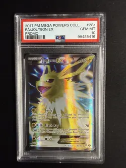 2017 POKEMON MEGA POWERS COLLECTION PROMO #28A FULL ART/JOLTEON EX PSA 10 - Image 1