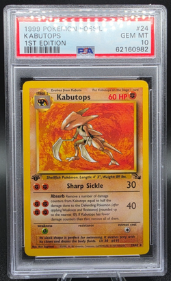 1999 POKEMON WOTC FOSSIL 1ST EDITION #24 KABUTOPS PSA 10 - Image 1