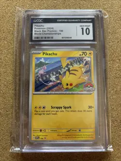 2024 Pokemon SVP EN-SV Black Star Promo World Championships #190 Pikachu CGC 10 - Image 1