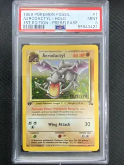 Pokemon Aerodactyl PRELEASE 1st Edition Fossil 1/62 Holo Rare PSA 9 - Image 1