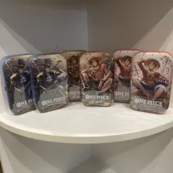 One Piece TCG OP-13 Tin Pack Set Vol. 2 Lot of 6-New/Sealed - Luffy, Sabo, Ace - Image 1