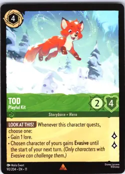 Disney Lorcana Tod Playful Kit Winterspell Rare #90/204 NM - Image 1