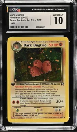 Pokemon 2000 1st Edition Dark Dugtrio Holo Team Rocket CGC GEM MINT 10 W/SWIRL - Image 1