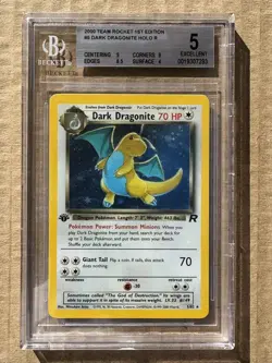 2000 Pokemon Team Rocket 1st Edition Dark Dragonite #05 Holo BGS 5 - Image 1