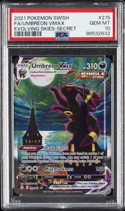 2021 POKEMON SWORD & SHIELD EVOLVING SKIES SECRET FULL ART/UMBREON VMAX PSA 10 - Image 1