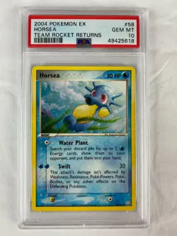 PSA 10 Gem Mint Horsea 2004 EX Team Rocket Returns #58 - Image 1