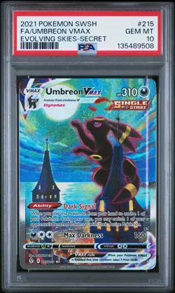 2021 POKEMON SWORD & SHIELD EVOLVING SKIES SECRET FULL ART/UMBREON VMAX PSA 10 - Image 1