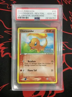 2006 POKEMON EX CRYSTAL GUARDIANS #48 CHARMANDER-REVERSE FOIL PSA 10-POP 64 - Image 1