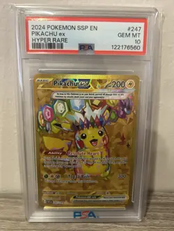 Pokemon Pikachu ex 247/191 Sv08: Surging Sparks Holo PSA 10! - Image 1