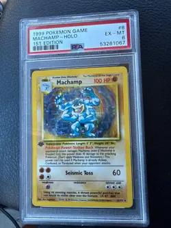 Machamp #8 1999 Pokemon Base Set 1st Edition Holo Rare PSA 6 EX MT - Image 1