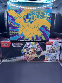 Ascended Heroes ETB Prismatic Evolutions Surprise Box Booster Bundle Pokemon TCG - Image 1
