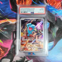 Pokemon TCG Destined Rivals Team Rockets Wobbuffet PSA 8 - Image 1