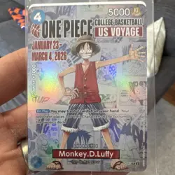 Bandai Namco One Piece CCG Monkey.D.Luffy US Voyage Promo Full Art Holo - Image 1