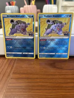 Pokemon TCG Pokemon GO Radiant Blastoise Holo Lot 2 Cards 018/078 2022 English - Image 1