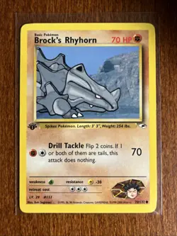 [LP/LP+] 2000 Pokemon Gym Heroes Brock's Rhyhorn 1st Edition #70/132 - Image 1