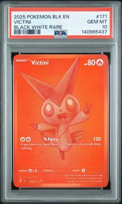 2025 POKEMON BLK EN-BLACK BOLT BLACK WHITE RARE #171 VICTINI PSA 10 - Image 1