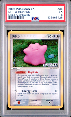 PSA 5 2005 Pokemon EX Delta Species Ditto STAMPED Reverse Holo 35/113 - Image 1