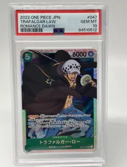 2022 One Piece Japanese Romance Dawn Trafalgar Law SR Foil #047 PSA 10 GEM MINT - Image 1