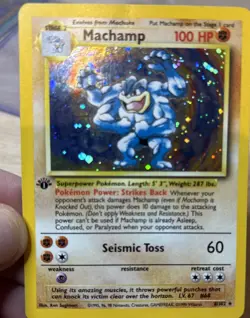 Machamp 8/102 LP 1st Edition Base Set Holo Rare Pokemon TCG Card 1999 Cosmic - Image 1